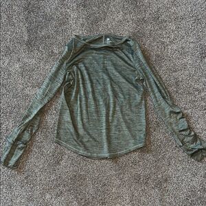 All in Motion Long Sleeve Heathered Green Top